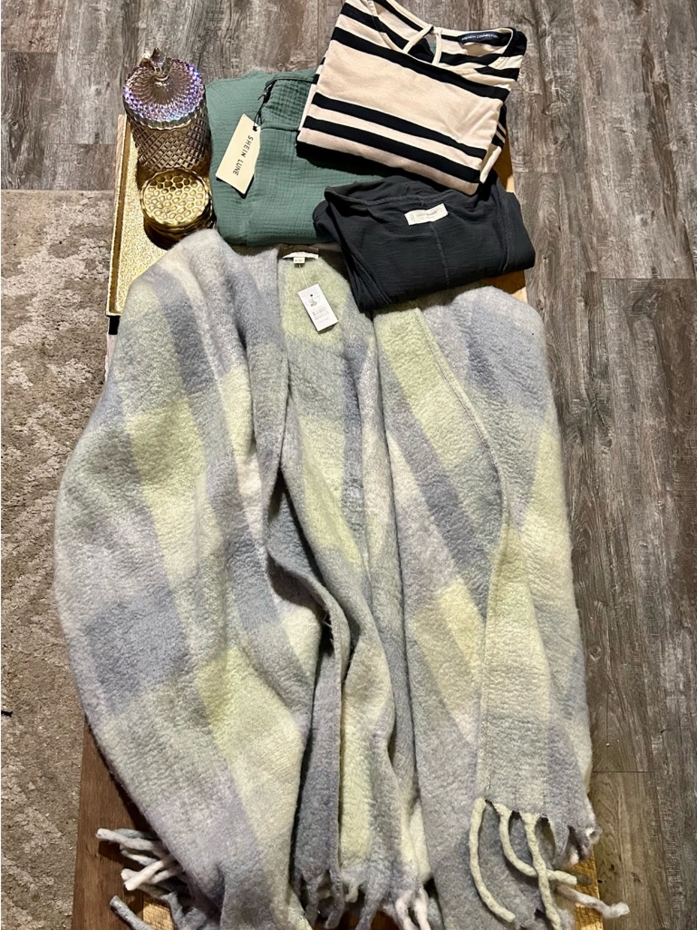 Women’s Bundle L/Med SHEIN Dress French Connection Lucky Brand LOFT Shawl 4Pc